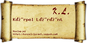 Körpel Lóránt névjegykártya